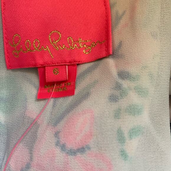 Lilly Pulitzer Kathie Flutter Sleeve Mini Dress Lookin Sharp Blue Print 6 - Picture 11 of 11